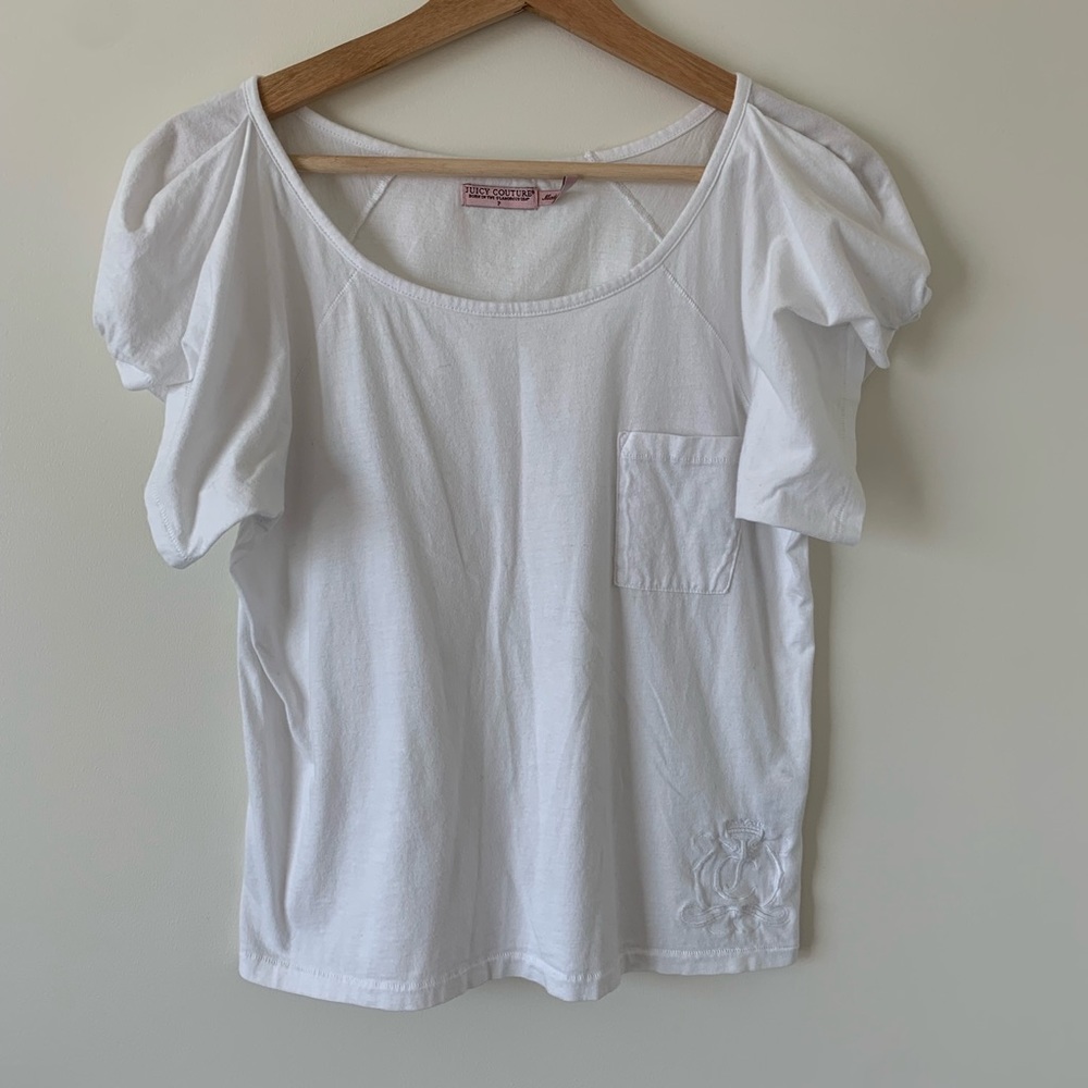 Juicy Couture White Basic Puff T-Shirt Top P